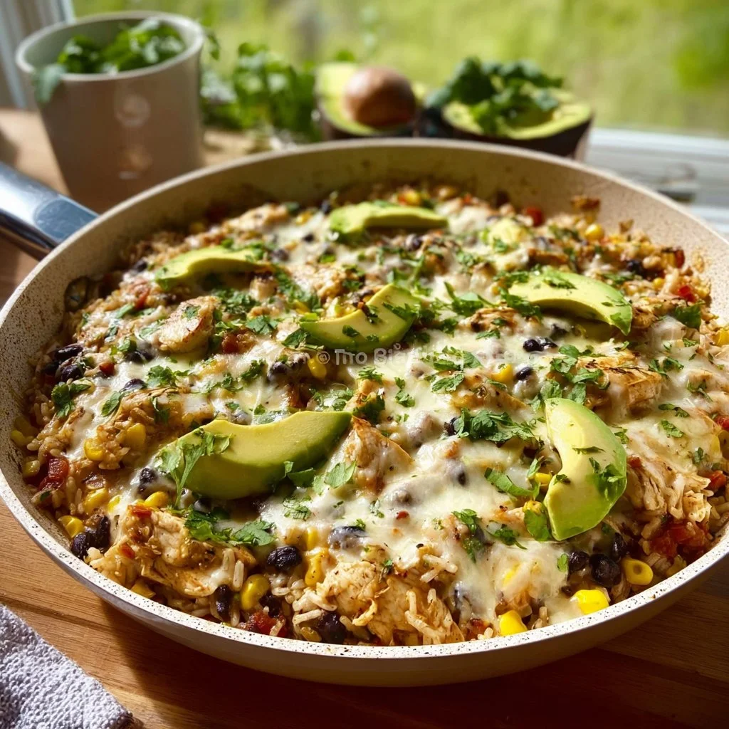 Salsa Verde Chicken & Rice Skillet served in a vibrant dish