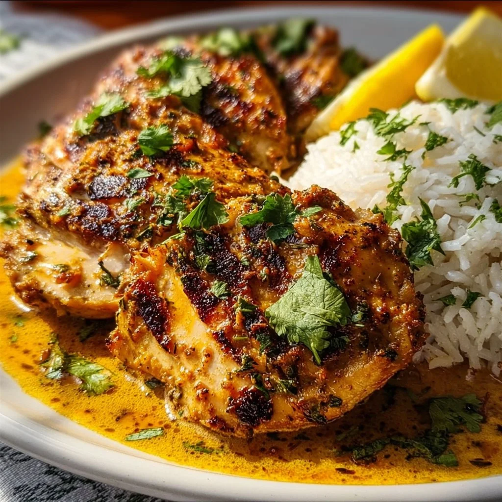 Spicy Brazilian Coconut Chicken cooked with vibrant spices and creamy coconut milk