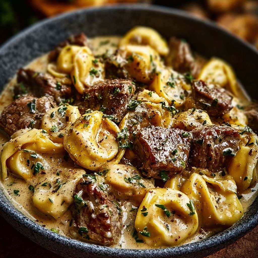 Cracked Garlic Steak Tortellini in Creamhouse Sauce Bliss