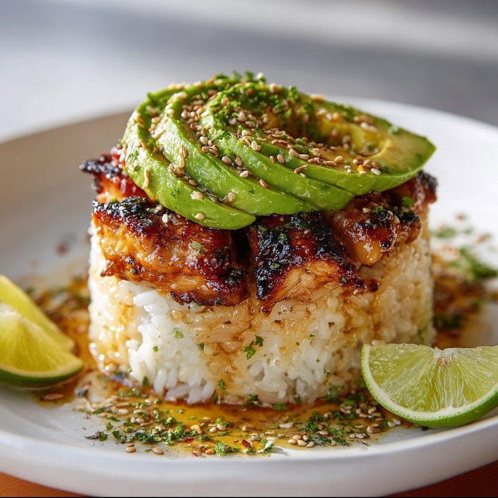 Ultimate Honey Lime Chicken & Avocado Rice Stack