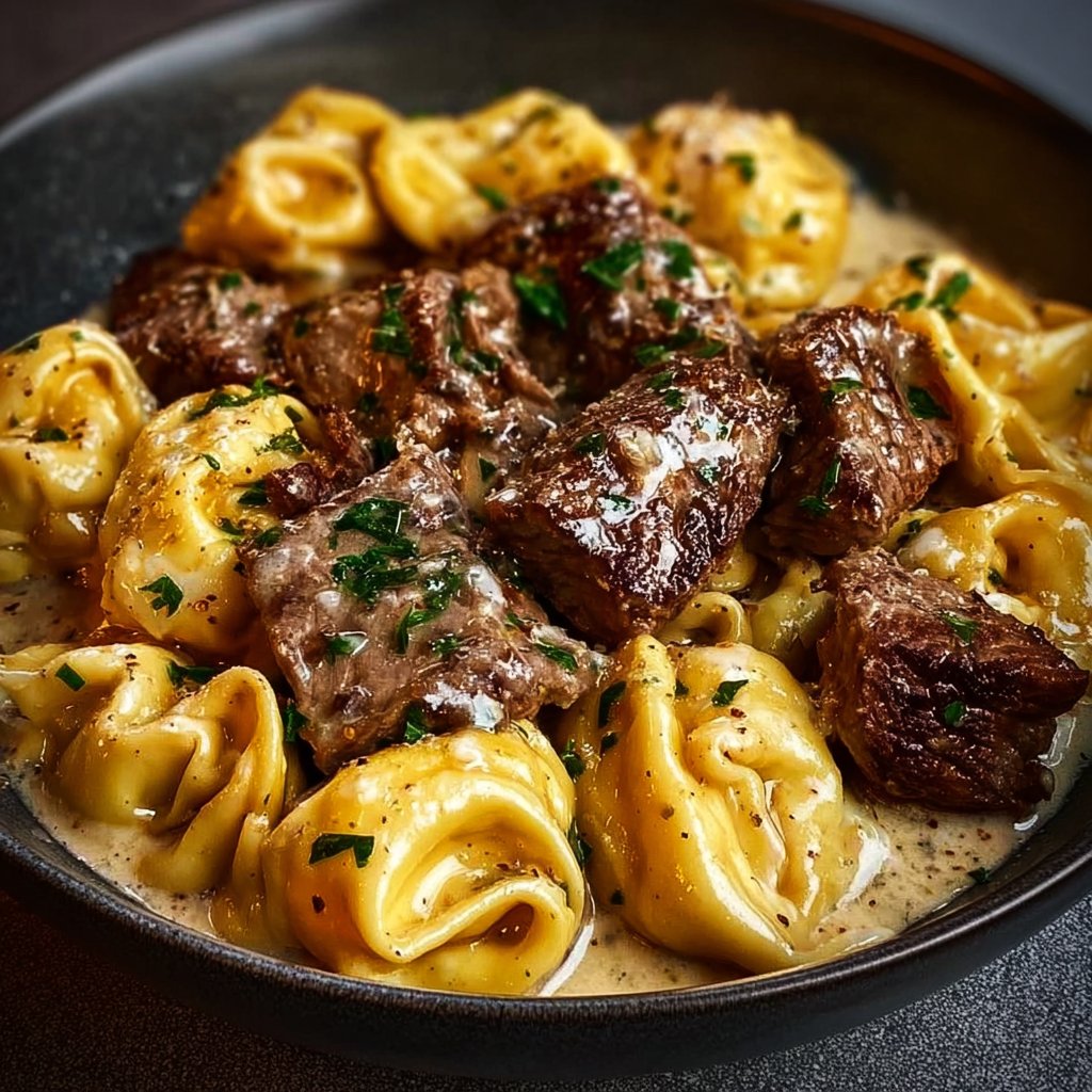 Cracked Garlic Steak Tortellini in Creamhouse Sauce Bliss