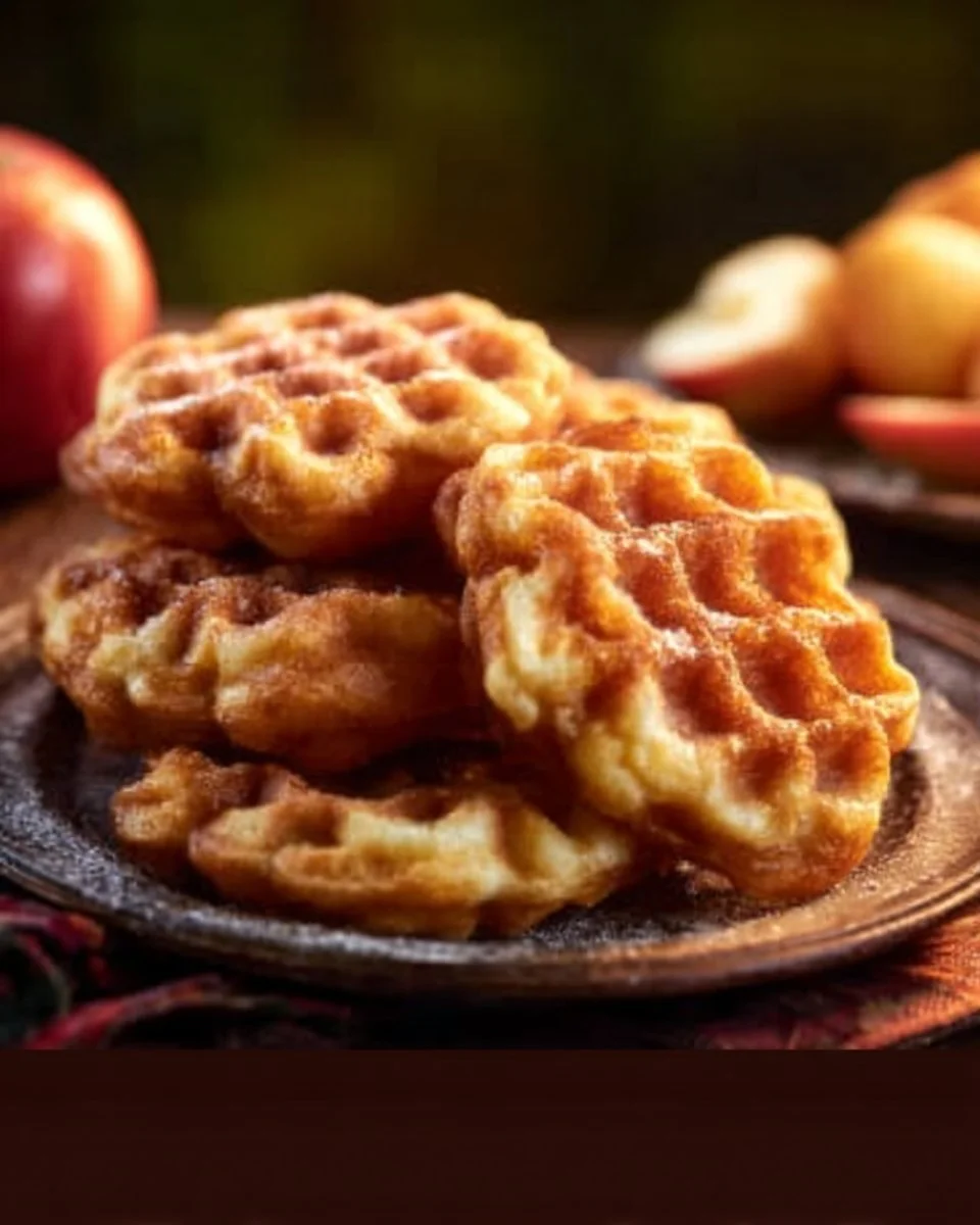 Fluffy apple cinnamon pancakes topped with fresh apples and syrup