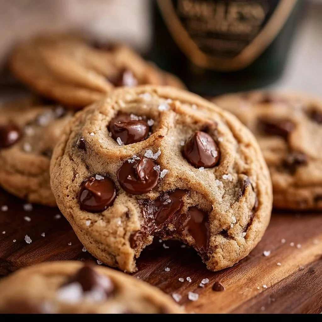 Delicious Baileys Irish Cream Chocolate Chip Cookies on a plate