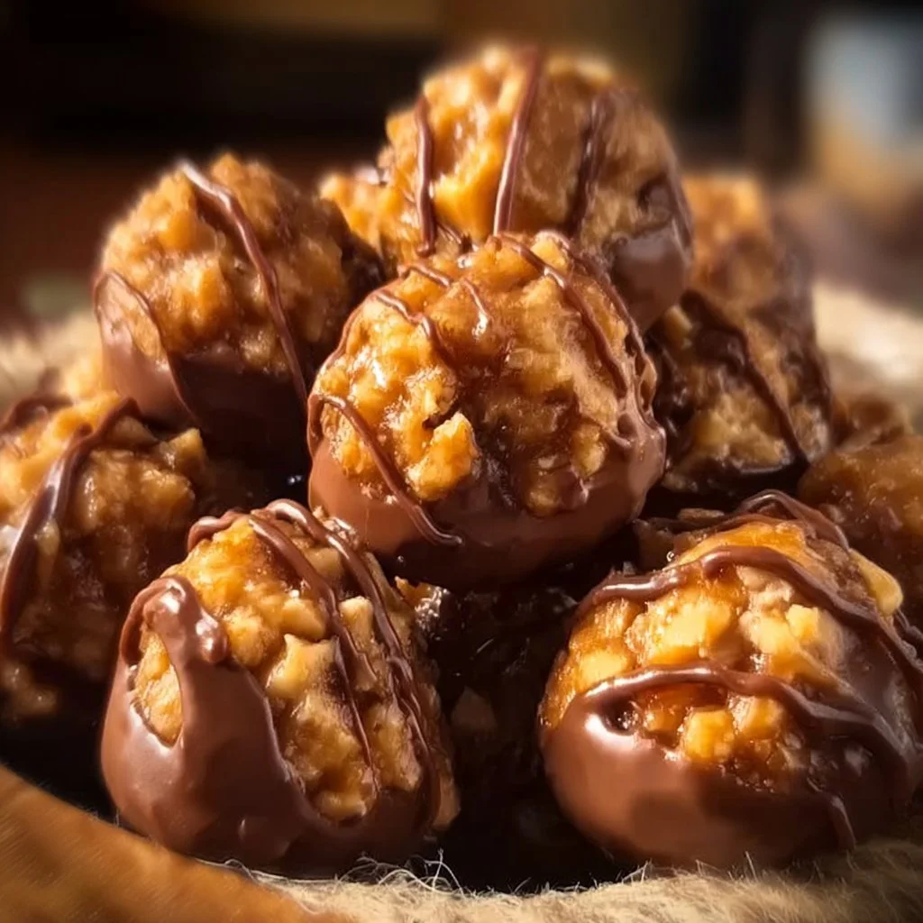 Delicious Butterfinger Bliss Balls made with peanut butter and chocolate.