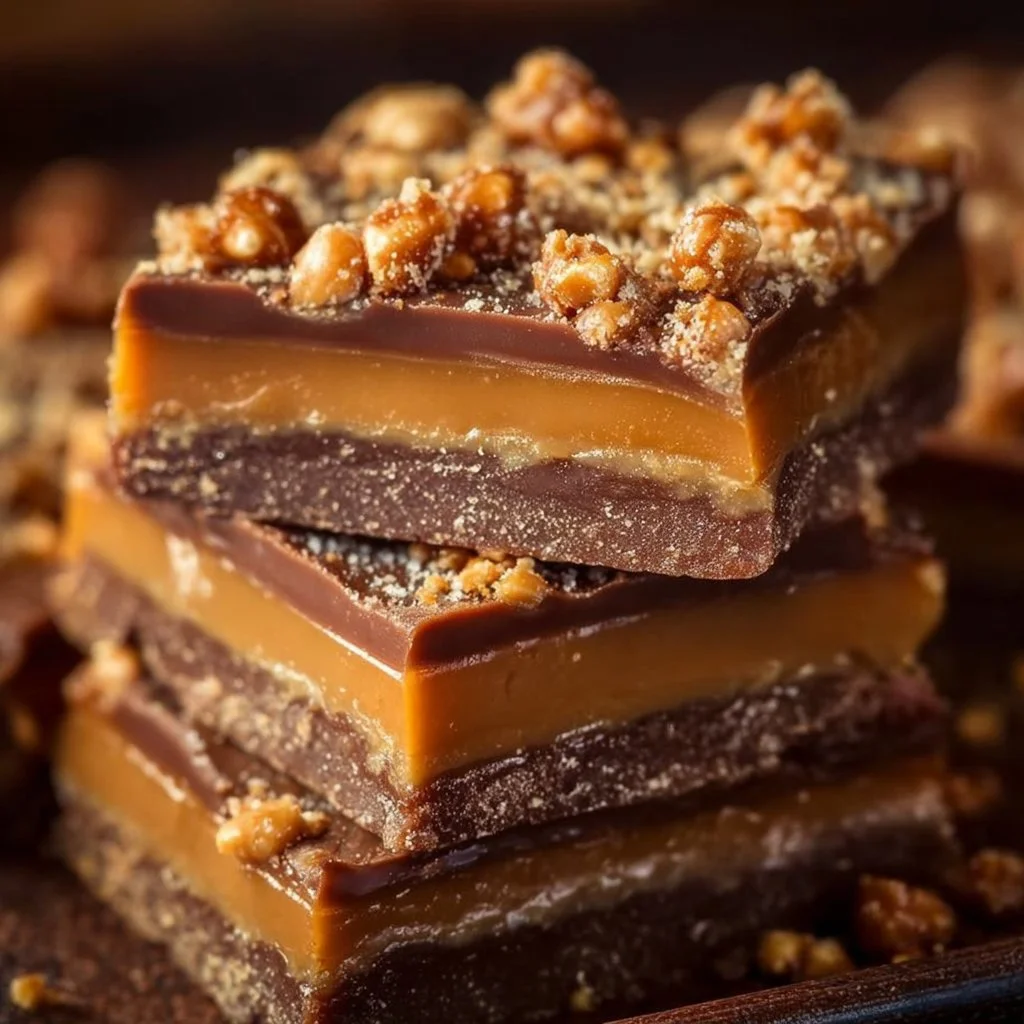 Delicious Butterfinger Caramel Crunch Bars with crunchy texture and caramel filling
