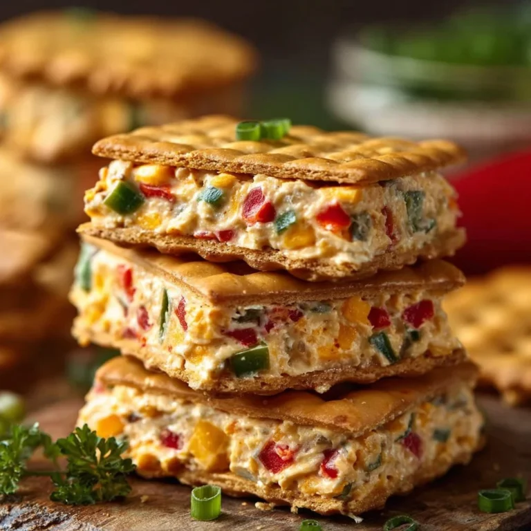 Creamy cheddar herb Ritz cracker sandwiches ready to serve