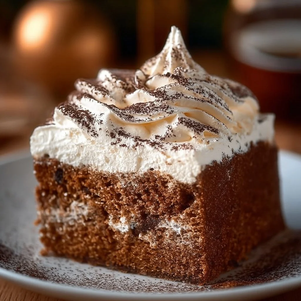Irresistible Gingerbread Crazy Cake topped with festive frosting and decorations