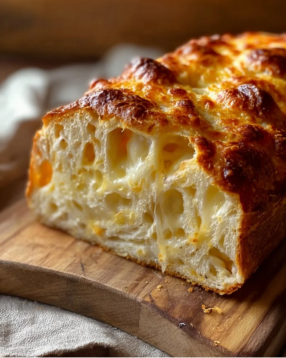 Delicious easy cheese bread served warm with melted cheese