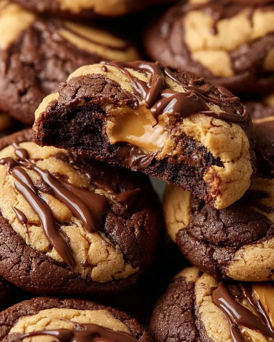 Delicious Peanut Butter Chocolate Swirl Cookies with gooey chocolate