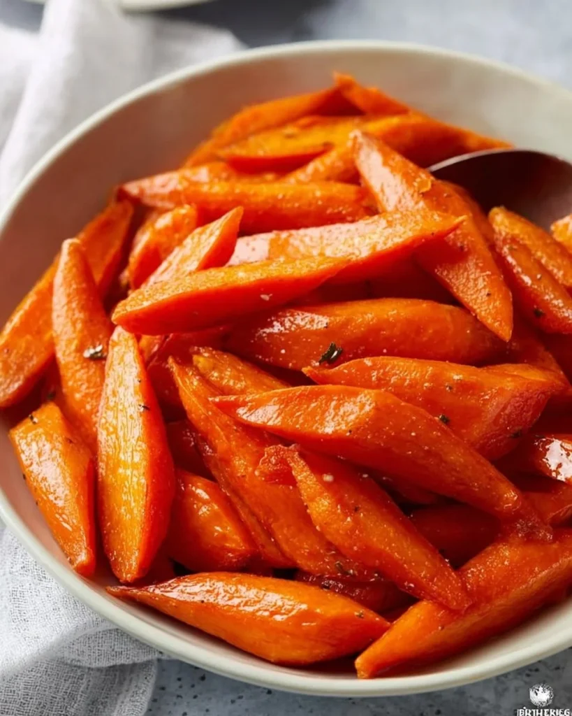 Deliciously roasted carrots garnished with herbs on a rustic plate
