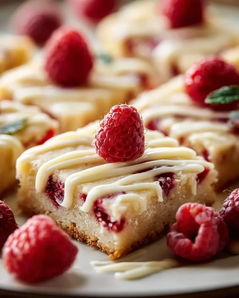 Raspberry Shortbread Cookies drizzled with white chocolate on a plate