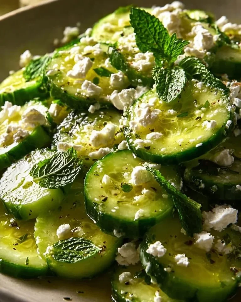Refreshing cucumber feta salad with fresh vegetables and herbs