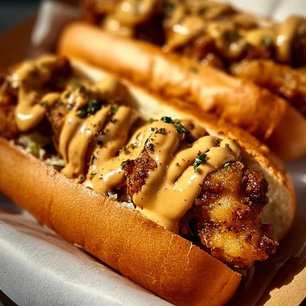 Delicious South Carolina bird dog sandwich with flavorful toppings.