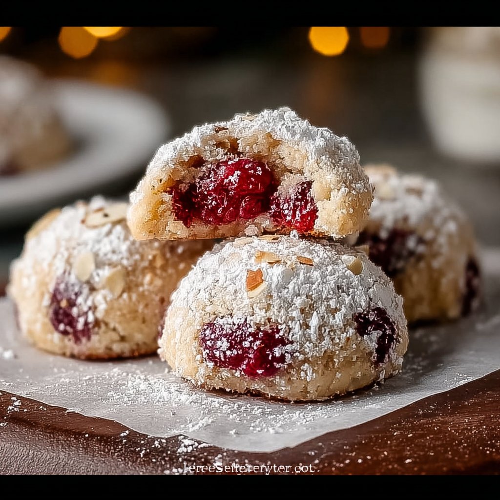 Raspberry Almond Snowball Cookies Delightful Easy Recipe