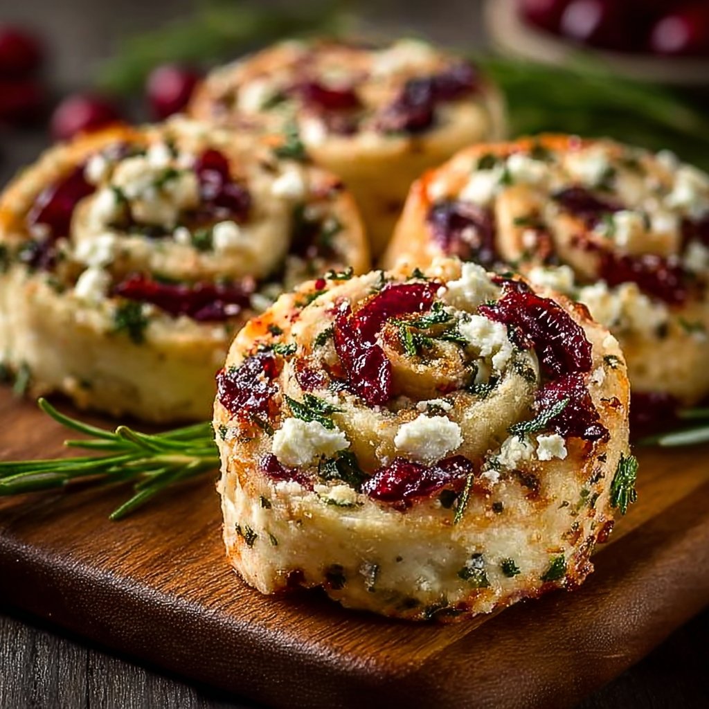 Cranberry Cream Cheese Pinwheels with Feta & Herbs