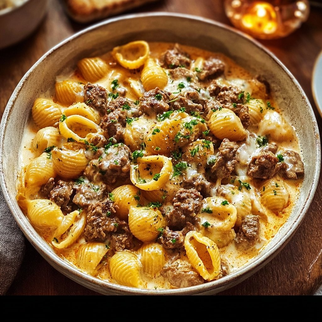 Creamy Beef and Shells