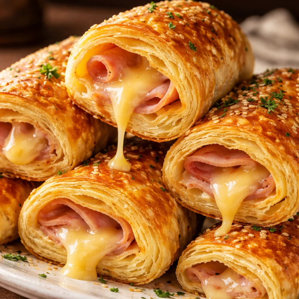 Cheesy Ham and Delightful Sticks served on a plate