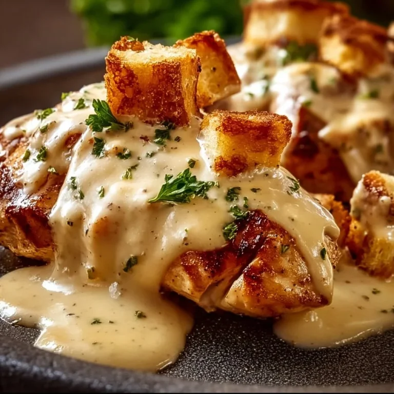 Creamy Jack Cheese Chicken served on a plate with herbs and side vegetables