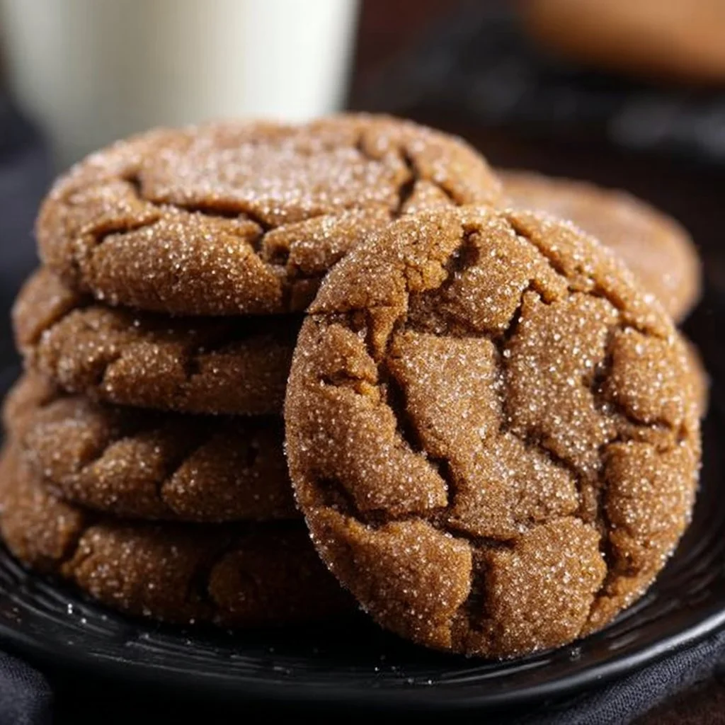A plate of delicious homemade Gingerdoodle Cookies with a sprinkle of cinnamon.