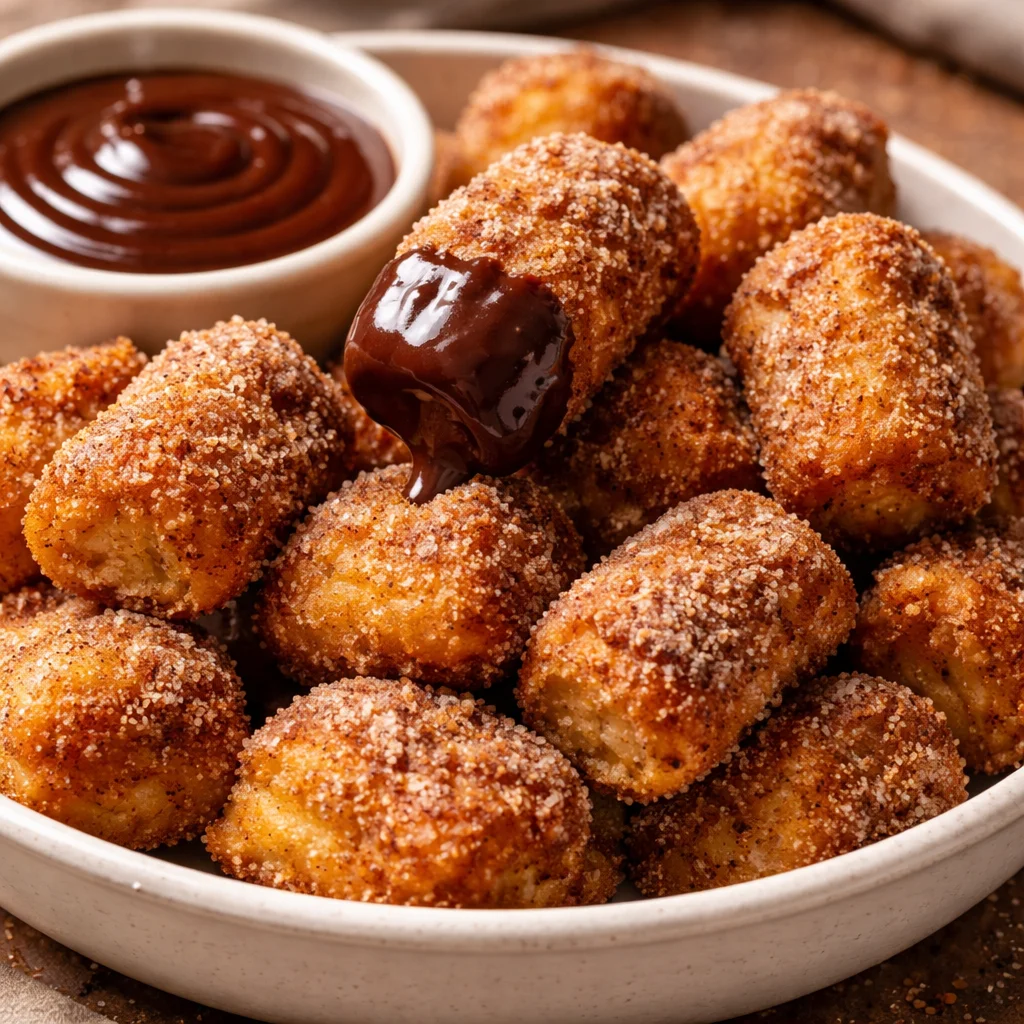 Delicious healthy air fryer churro bites served on a plate