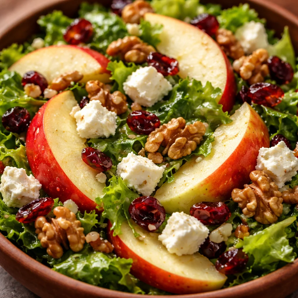 Honeycrisp Apple and Feta Salad with fresh greens and nuts