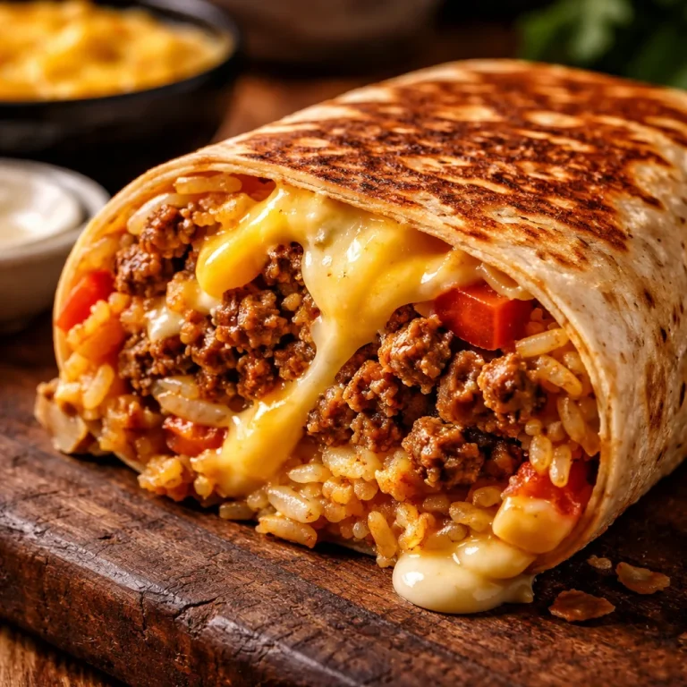 Mouthwatering grilled cheese burrito with melted cheese and crispy tortilla