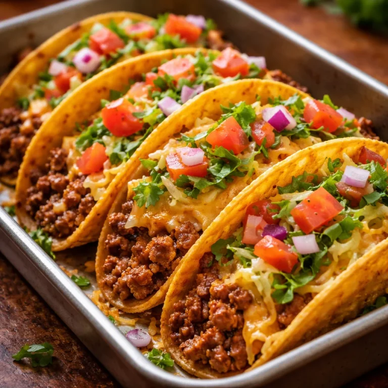 Oven-baked cheesy tacos, crispy and loaded with ingredients.