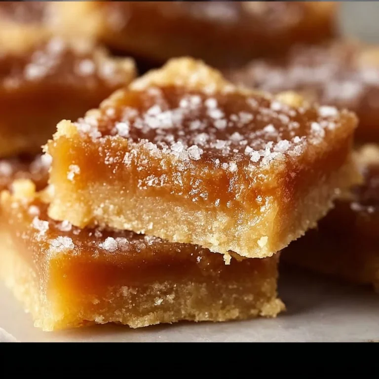 Delicious salted caramel butter bars topped with caramel sauce