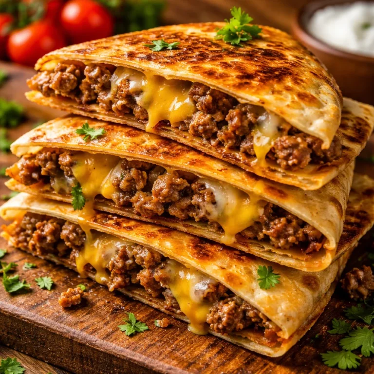 Smashburger Quesadillas served with toppings on a plate