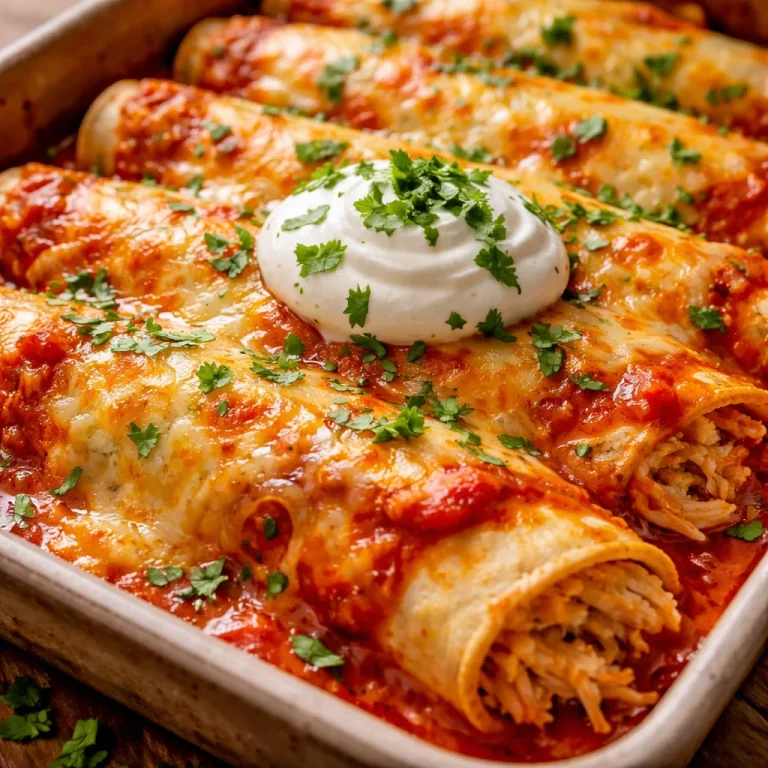 Delicious quick and easy chicken enchiladas topped with cheese and salsa