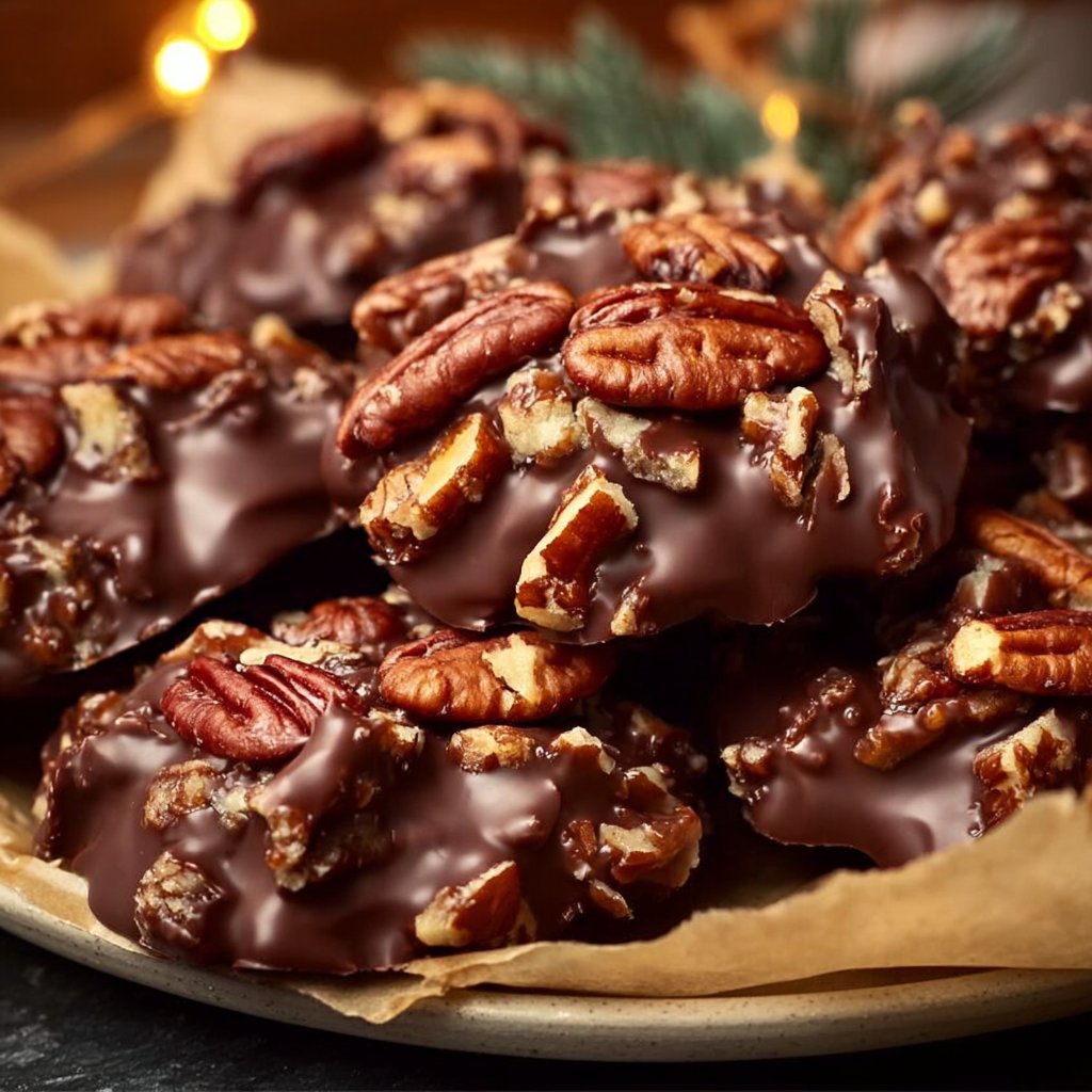 Chocolate Pecan Turtle Clusters