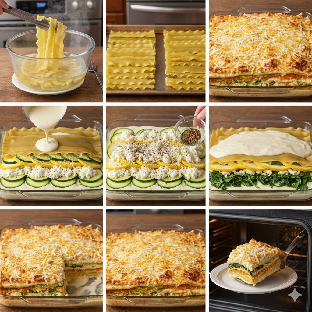 Vegetable Lasagna with Alfredo Sauce