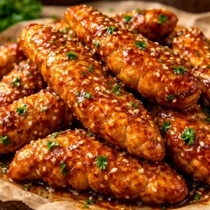 Crispy Air Fryer honey butter garlic chicken tenders served on a plate