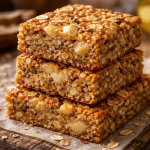Homemade Banana Oatmeal Bars with ripe bananas and oats