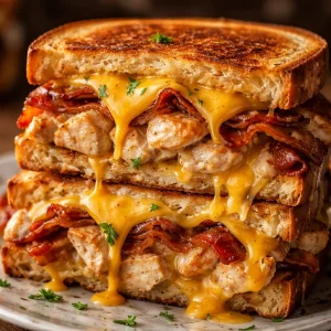 Cheddar Bacon Ranch Chicken Melt sandwich with crispy bacon and melted cheese