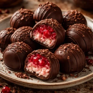 Delicious Cherry Mash Truffles with chocolate and cherry flavors
