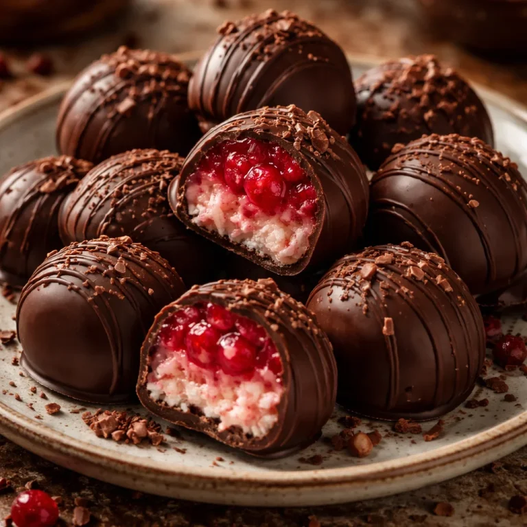 Delicious Cherry Mash Truffles with chocolate and cherry flavors
