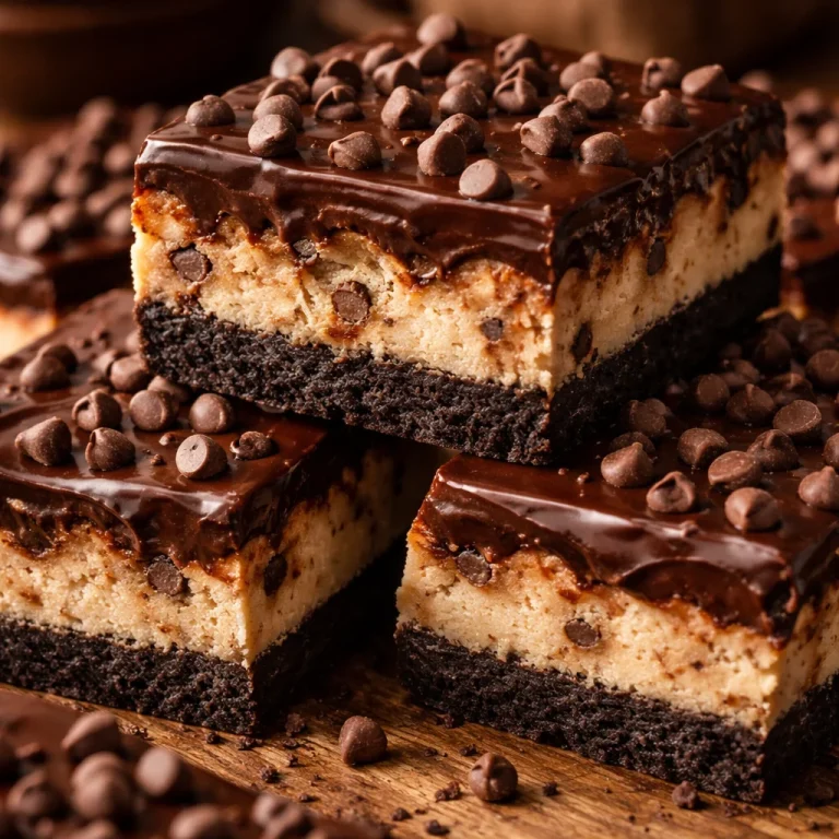 Delicious chocolate cheesecake bars topped with chocolate drizzle.