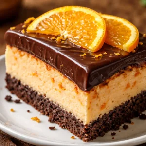Decadent Chocolate Orange Cheesecake topped with orange slices
