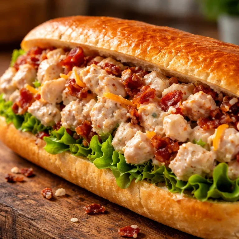 Chopped chicken bacon ranch sandwich with fresh ingredients and ranch dressing