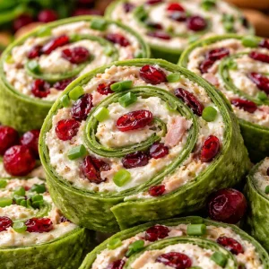 Delicious Christmas Cranberry Pinwheels ready to serve at a holiday gathering