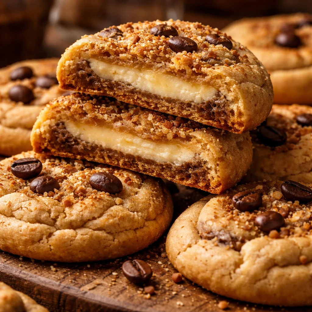 Deliciously baked Coffee Cheesecake Cookies on a plate