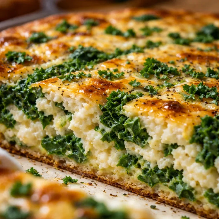 Cottage Cheese and Spinach Crustless Quiche slice on a plate