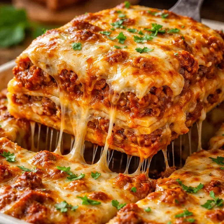 Plate of easy no boil lasagna with fresh ingredients and melted cheese