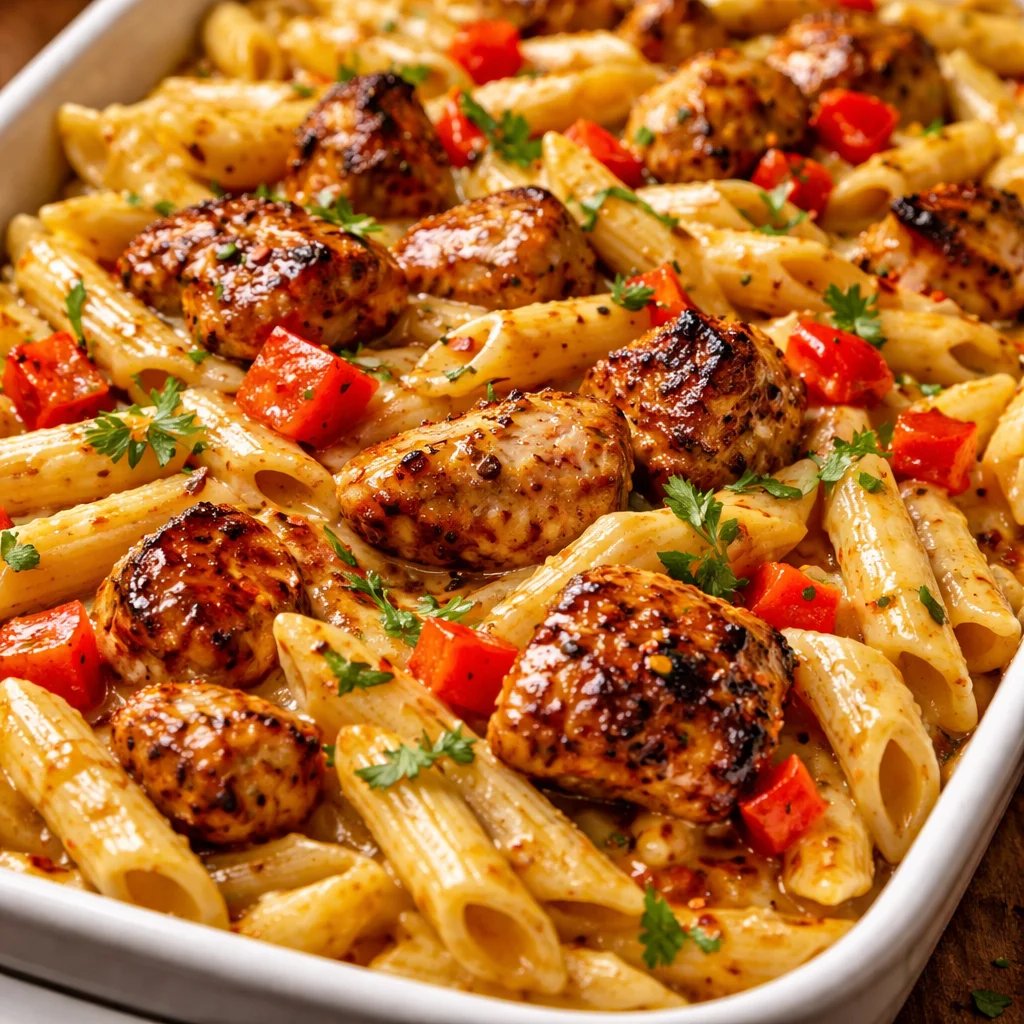 Delicious Honey Pepper Chicken Panini Pasta with vibrant colors and flavors.