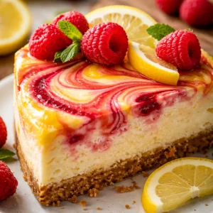 Lemon Raspberry Delight dessert with fresh raspberries and lemon zest