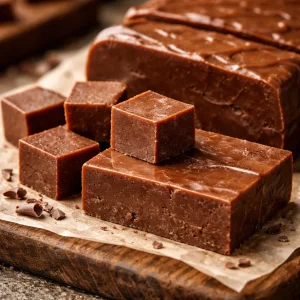Delicious Mackinac Island Fudge displayed in a quaint shop on Mackinac Island.
