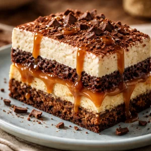 Delicious Millionaire's Tiramisu dessert with rich layers and gourmet presentation.