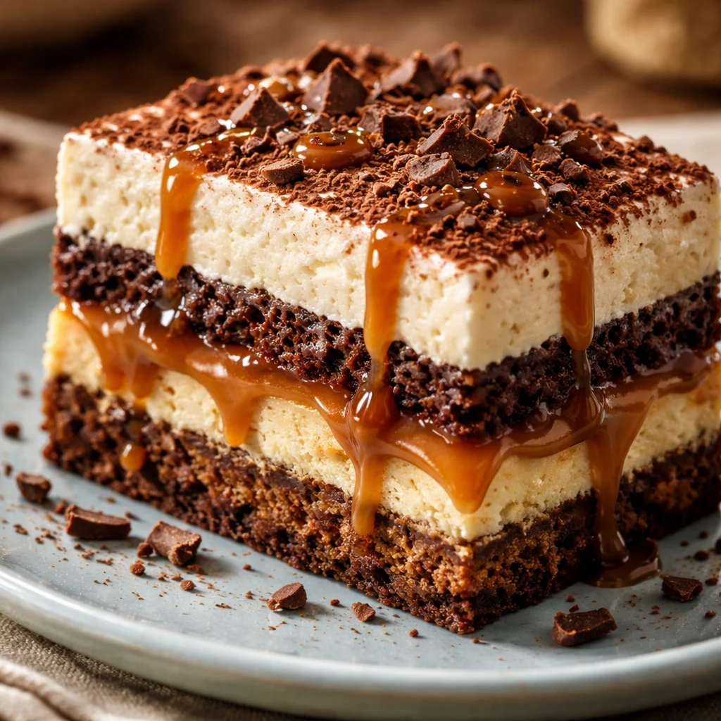 Delicious Millionaire's Tiramisu dessert with rich layers and gourmet presentation.