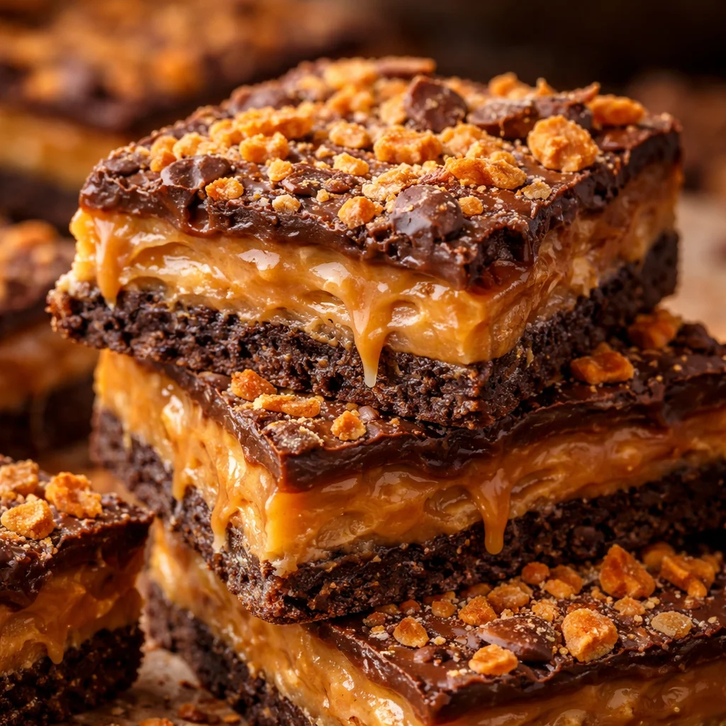 Delicious no-bake butterfinger caramel bars dessert
